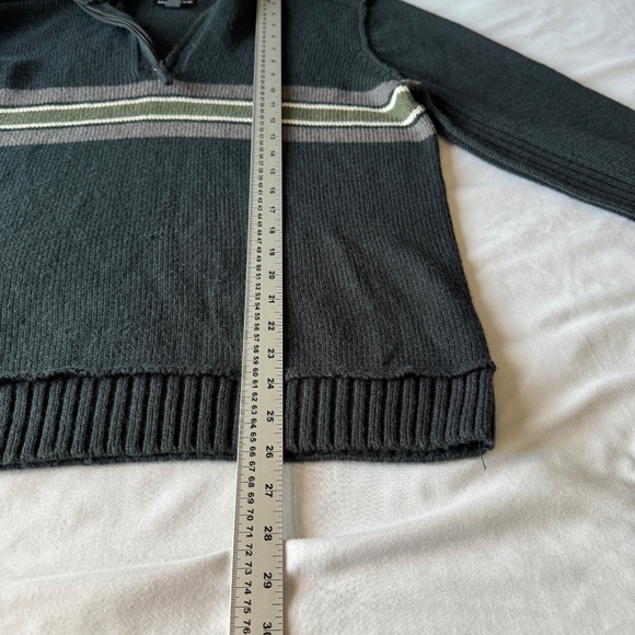 Vintage Midtown Mens Long Sleeve 1/4 Zip Mock Neck Pullover Sweater Green/Gray L - Picture 11 of 14